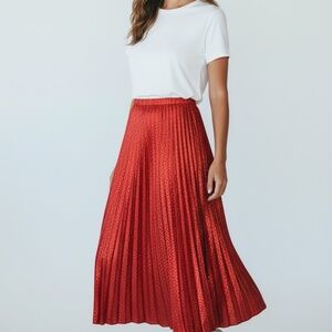 Macy's On 34th Red Pleated Skirt Small